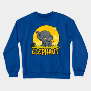 Baby Elephant under Retro Sunet - Gift for Kids and Girls Crewneck Sweatshirt