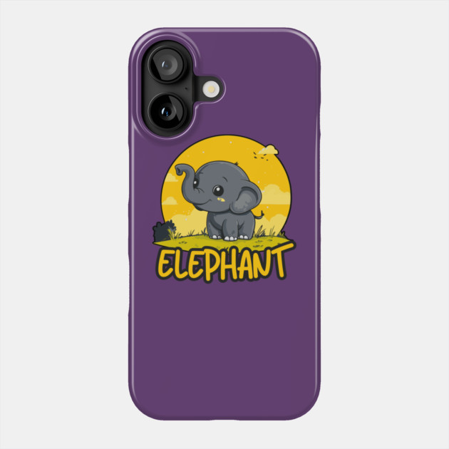 Baby Elephant under Retro Sunet - Gift for Kids and Girls Phone Case by TuncGK