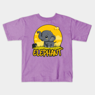 Baby Elephant under Retro Sunet - Gift for Kids and Girls Kids T-Shirt