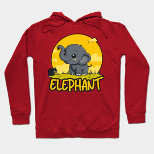 Baby Elephant under Retro Sunet - Gift for Kids and Girls Hoodie