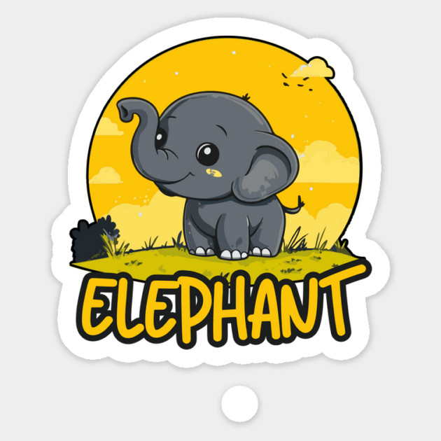 Baby Elephant under Retro Sunet - Gift for Kids and Girls Magnet by TuncGK