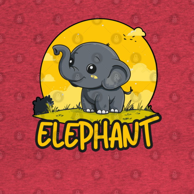 Baby Elephant under Retro Sunet - Gift for Kids and Girls by TuncGK