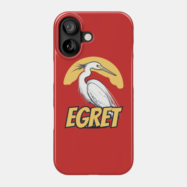 Cool Egret Bird under Retro Sun with Retro Font Phone Case by TuncGK