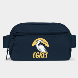 Cool Egret Bird under Retro Sun with Retro Font Bag