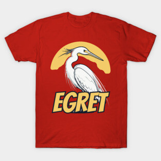 Cool Egret Bird under Retro Sun with Retro Font T-Shirt
