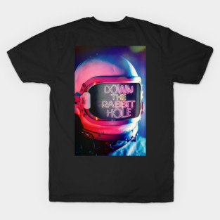 Journey Beyond The Rabbit Hole: Surreal Sci-Fi Astronaut Art T-Shirt