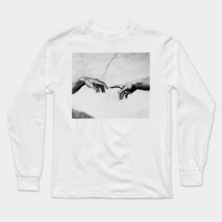 The Creation of Adam - Sistine Chapel near-touching hands of God and Adam Red Colorized Long Sleeve T-Shirt