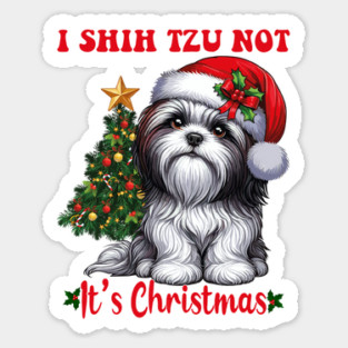 Shih Tzu  Lover Christmas Tree Santa Hat Xmas Sticker