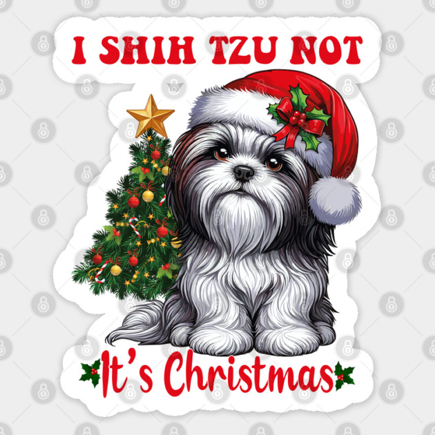 Shih Tzu  Lover Christmas Tree Santa Hat Xmas Sticker by JessArty