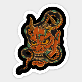 Oni mask and snake Sticker
