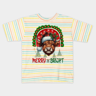 Funny Highland Cow Lover Xmas Kids T-Shirt