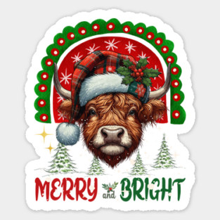 Funny Highland Cow Lover Xmas Sticker