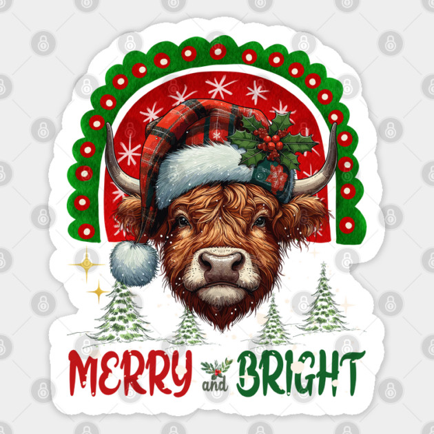 Funny Highland Cow Lover Xmas Sticker by JessArty