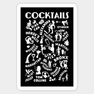 Vintage Cocktails Menu Bartender's Guide Magnet