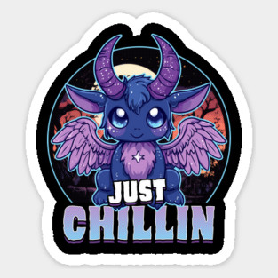 Just Chillin Kawaii Baphomet Halloween Sticker