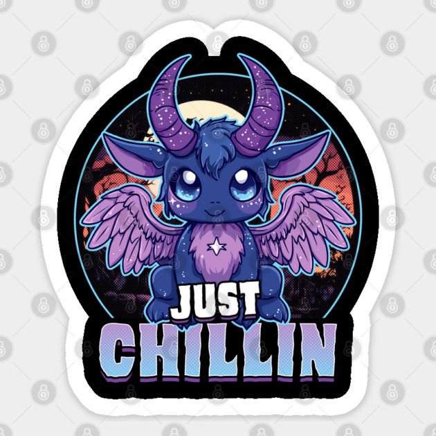 Just Chillin Kawaii Baphomet Halloween Sticker by creative