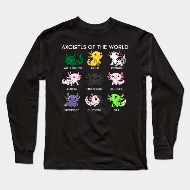 Kawaii Axolotls of the Worlds Long Sleeve T-Shirt by H. R. Sinclair