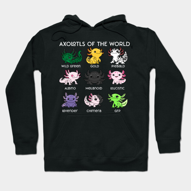 Kawaii Axolotls of the Worlds Hoodie by H. R. Sinclair