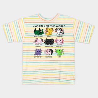 Kawaii Axolotls of the Worlds Kids T-Shirt