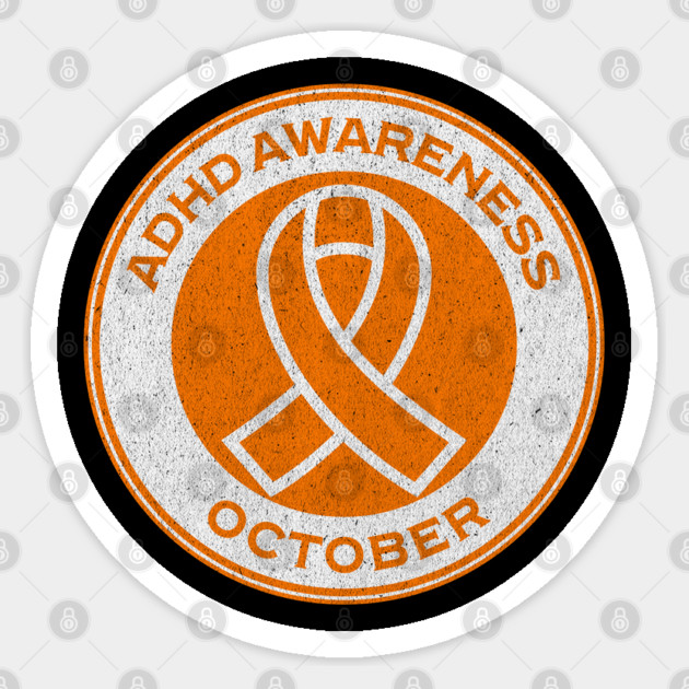 ADHD Awareness October Orange ADHD Ribbon Campaign Sticker by Yesteeyear
