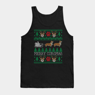Funny Corgi Dog Lover Owner Corgi Ugly Christmas Sweater Tank Top