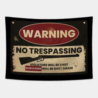 Warning Sign Vintage Tapestry