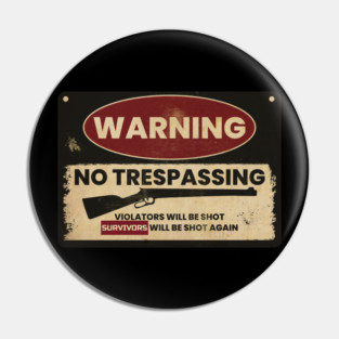 Warning Sign Vintage Pin