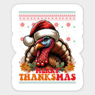 Thanksgiving Christmas Santa Turkey Merry Thanksmas Magnet