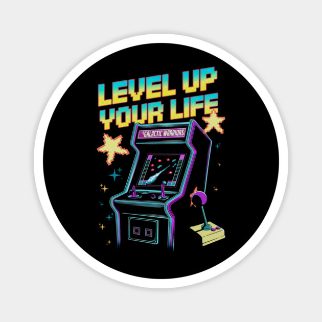 Level Up Your Life Retro Arcade Gamer Design Magnet by Designed By Marty