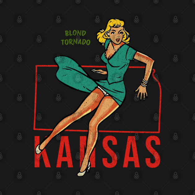 Retro Kansas Fifties Pin Up Girl Blond Tornado Vintage KS by Yesteeyear