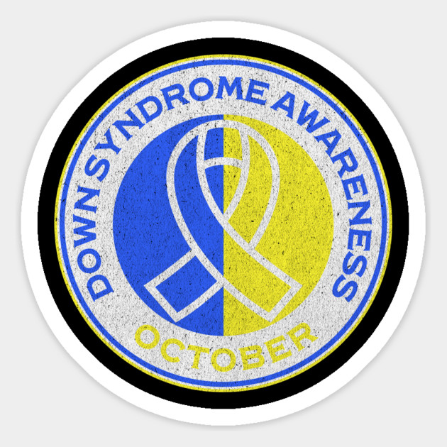 Down Syndrome Awareness October Blue And Yellow Ribbon Magnet by Yesteeyear