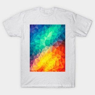 Abstract Polygon Multi Color Cubism Low Poly Triangle Design T-Shirt