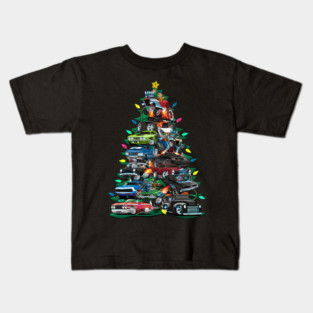 Car Madness Christmas Tree! Classic Muscle Cars and Hot Rods Kids T-Shirt
