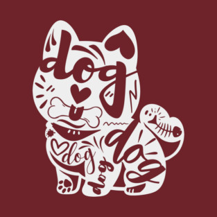 Playful Dog Typography Art T-Shirt