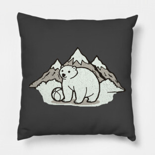 Mountains Polar Bear and Ball Pillow