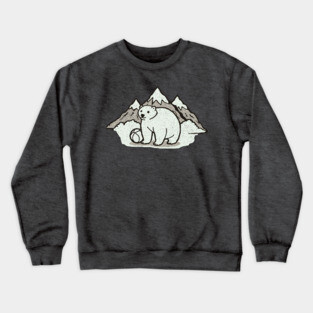 Mountains Polar Bear and Ball Crewneck Sweatshirt