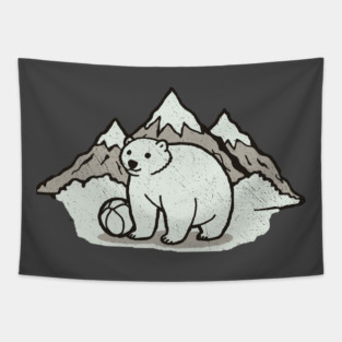 Mountains Polar Bear and Ball Tapestry
