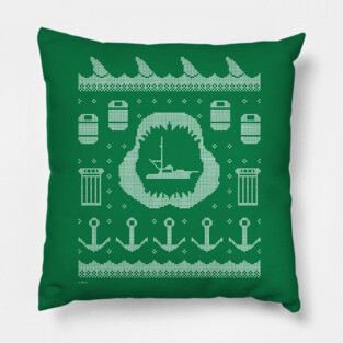 Jaws - Ugly Christmas Pattern Pillow