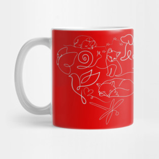 Heart-Shaped Animal Line Art Design Mug
