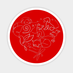 Heart-Shaped Animal Line Art Design Magnet