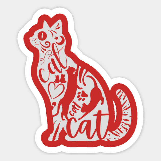 Playful Cat Doodle Art - Cute & Funny Magnet by TuncGK