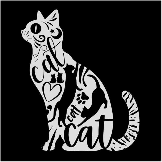 Playful Cat Doodle Art - Cute & Funny Wall Art by TuncGK