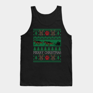 Christmas German Shepherd Dog Lovers Owners Ugly Christmas Sweater Tank Top