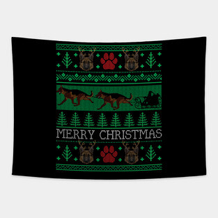 Christmas German Shepherd Dog Lovers Owners Ugly Christmas Sweater Tapestry
