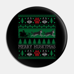 Christmas Siberian Husky Dog Funny Husky Ugly Christmas Sweater Pin