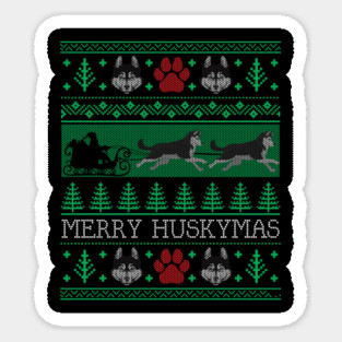 Christmas Siberian Husky Dog Funny Husky Ugly Christmas Sweater Sticker