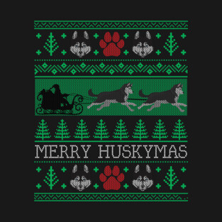 Christmas Siberian Husky Dog Funny Husky Ugly Christmas Sweater T-Shirt