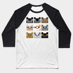 Minecraft-Inspired Pixel Cat Faces Collection 🐱🎮 Baseball T-Shirt