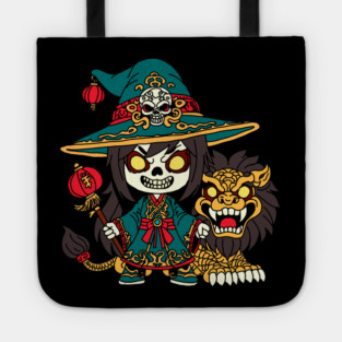 Cute Chinese New Years Witch and Lion Tote