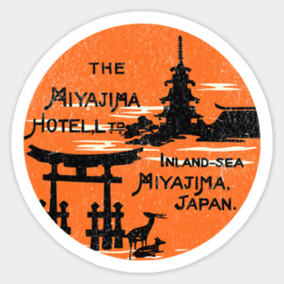 Vintage Travel Sticker Miyajima Hotel Japan Shinto Magnet